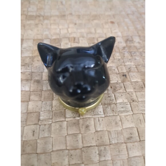 Vintage HERES MY HEART Black Cat Glass Avon Bottle Cotillion Cologne  FULL - Picture 2 of 7